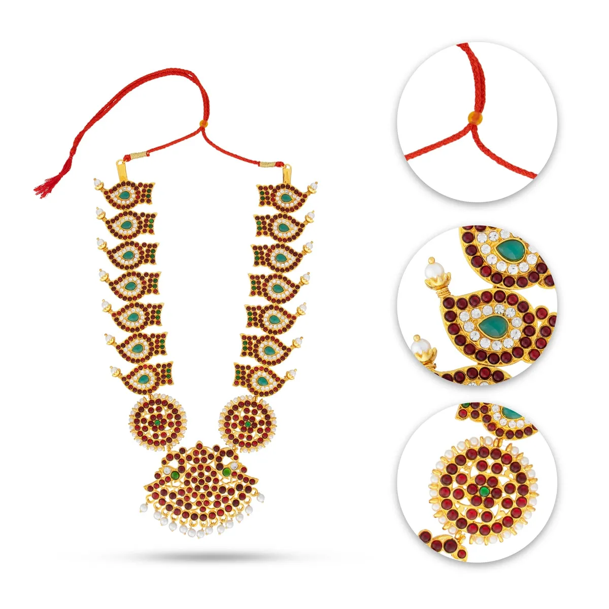Kemp Stone Haram - 10.5 Inches | Mango Design Long Stone Necklace/ Kemp Jewellery for Dance
