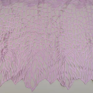 Light Pink Tulle with Floral Pattern Embroidered Fabric