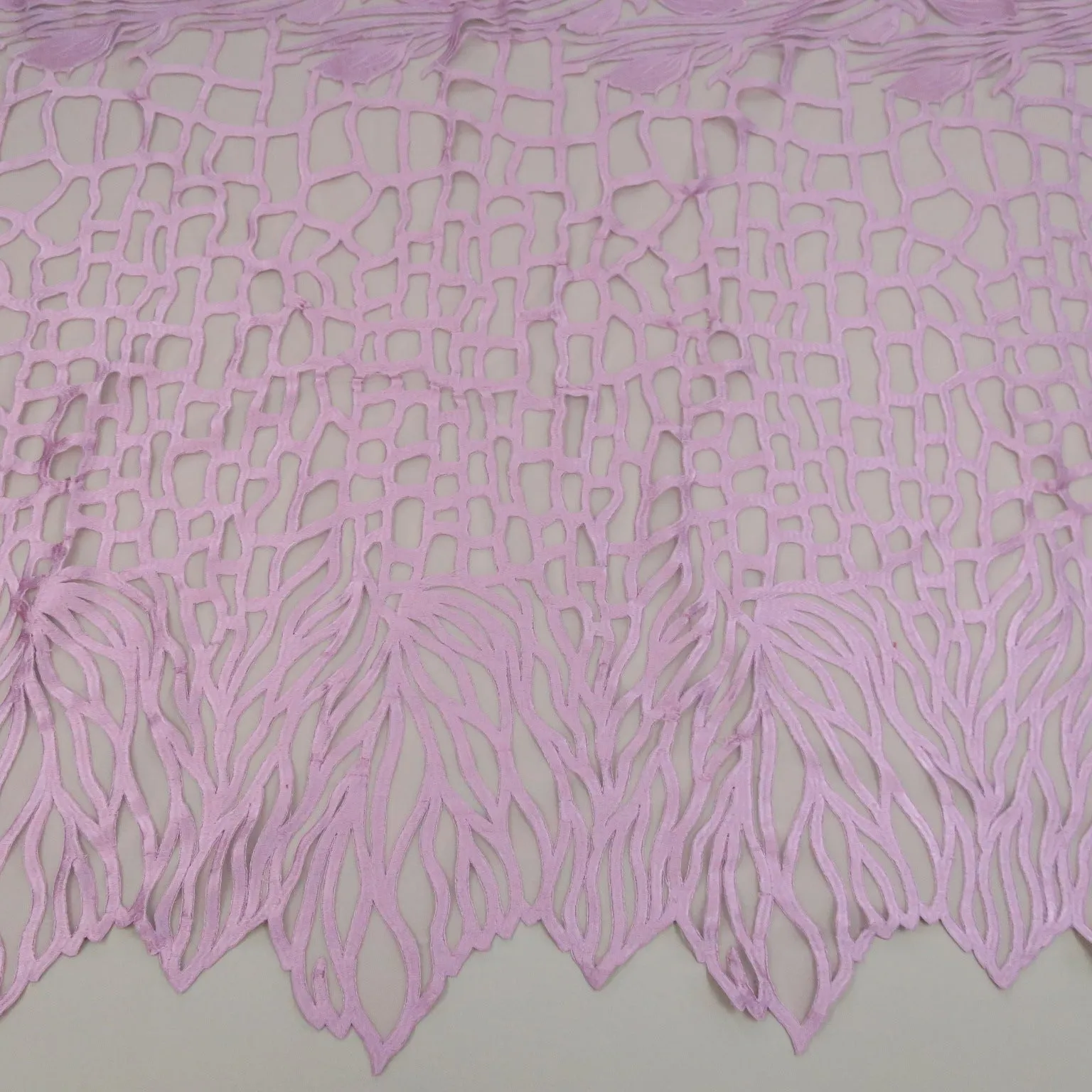 Light Pink Tulle with Floral Pattern Embroidered Fabric