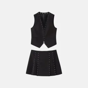 Luce Divina Set – Black – Studded short skirt