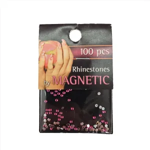 Magnetic Rhinestone Round Pink Medium 100 pcs