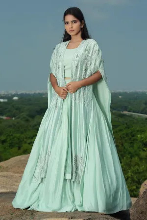 Mint Green Cape & Skirt Set