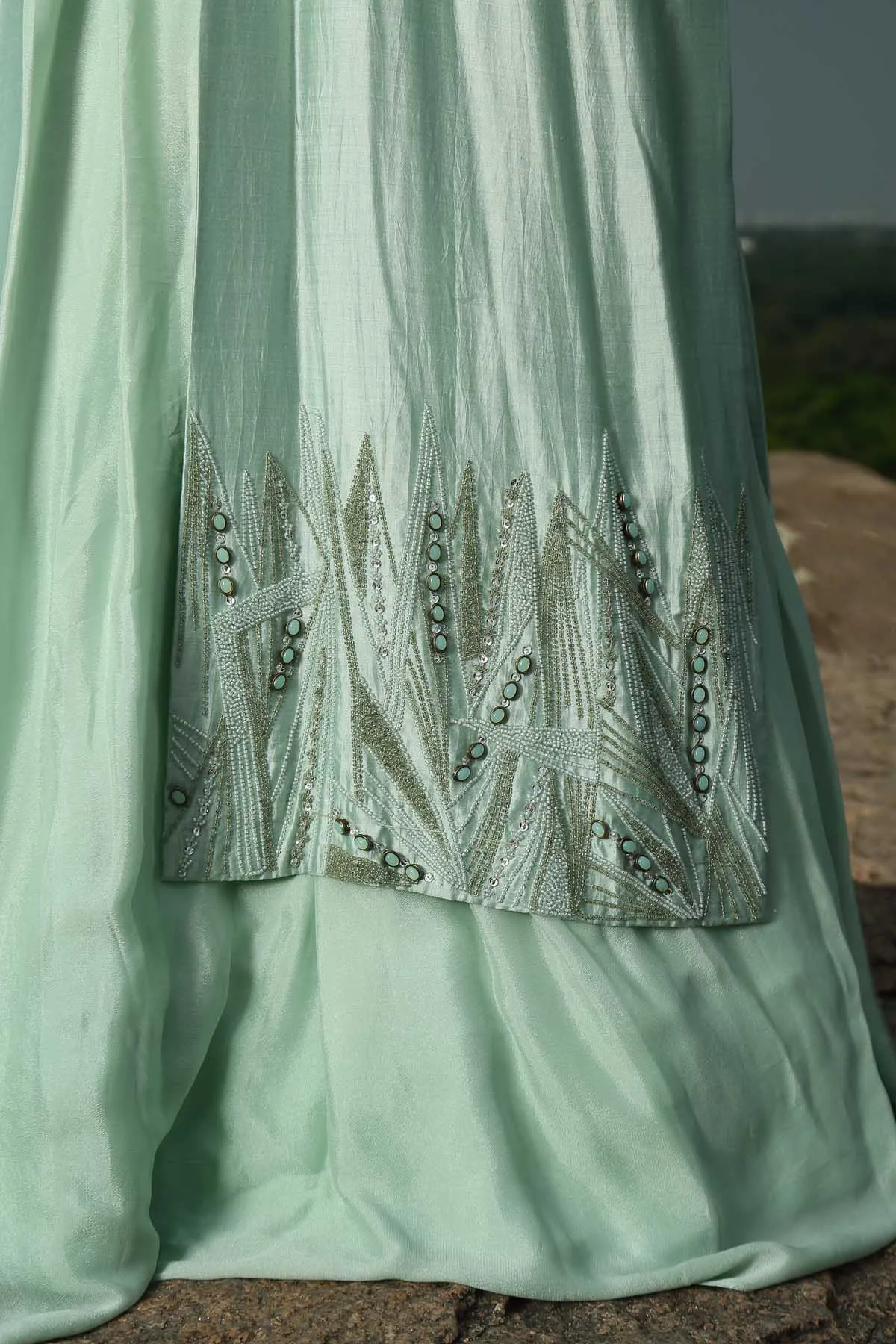 Mint Green Cape & Skirt Set