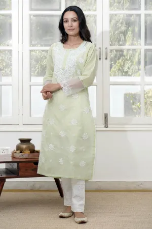 Mint Green Embroidered Kurta