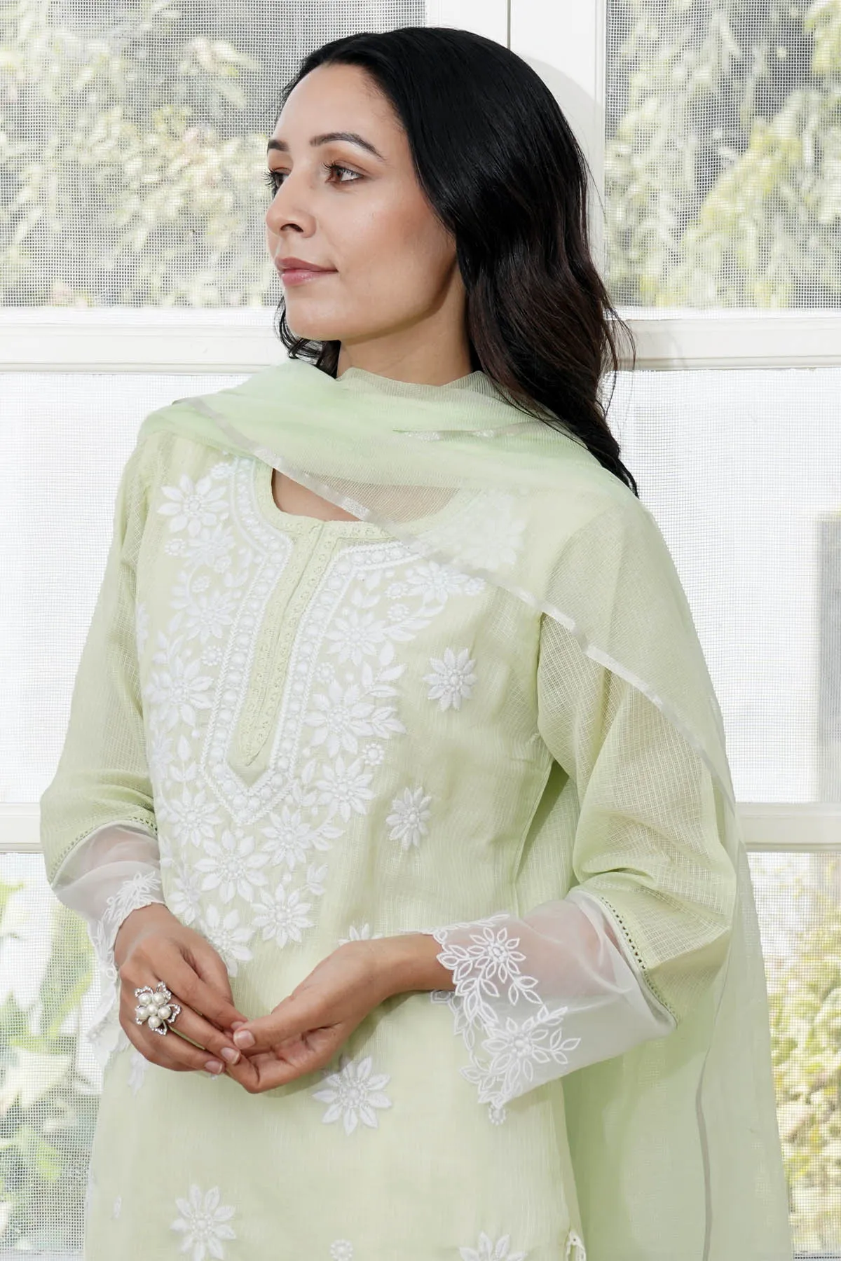 Mint Green Embroidered Kurta