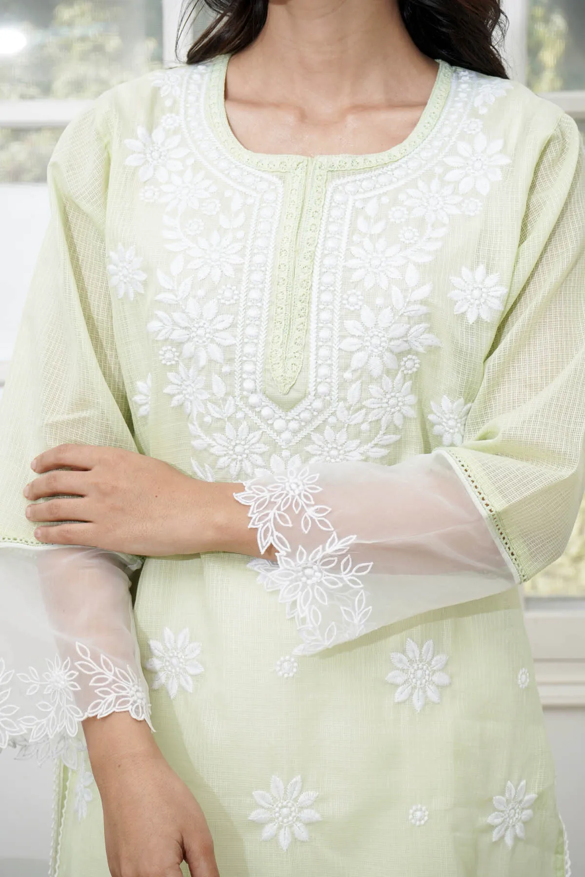 Mint Green Embroidered Kurta