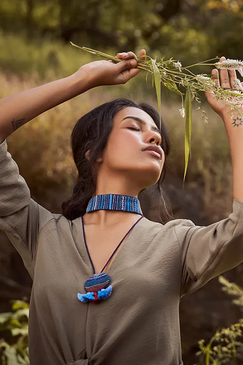 Okhai 'Nisarga' Hand Embroidered Pure Cotton Choker