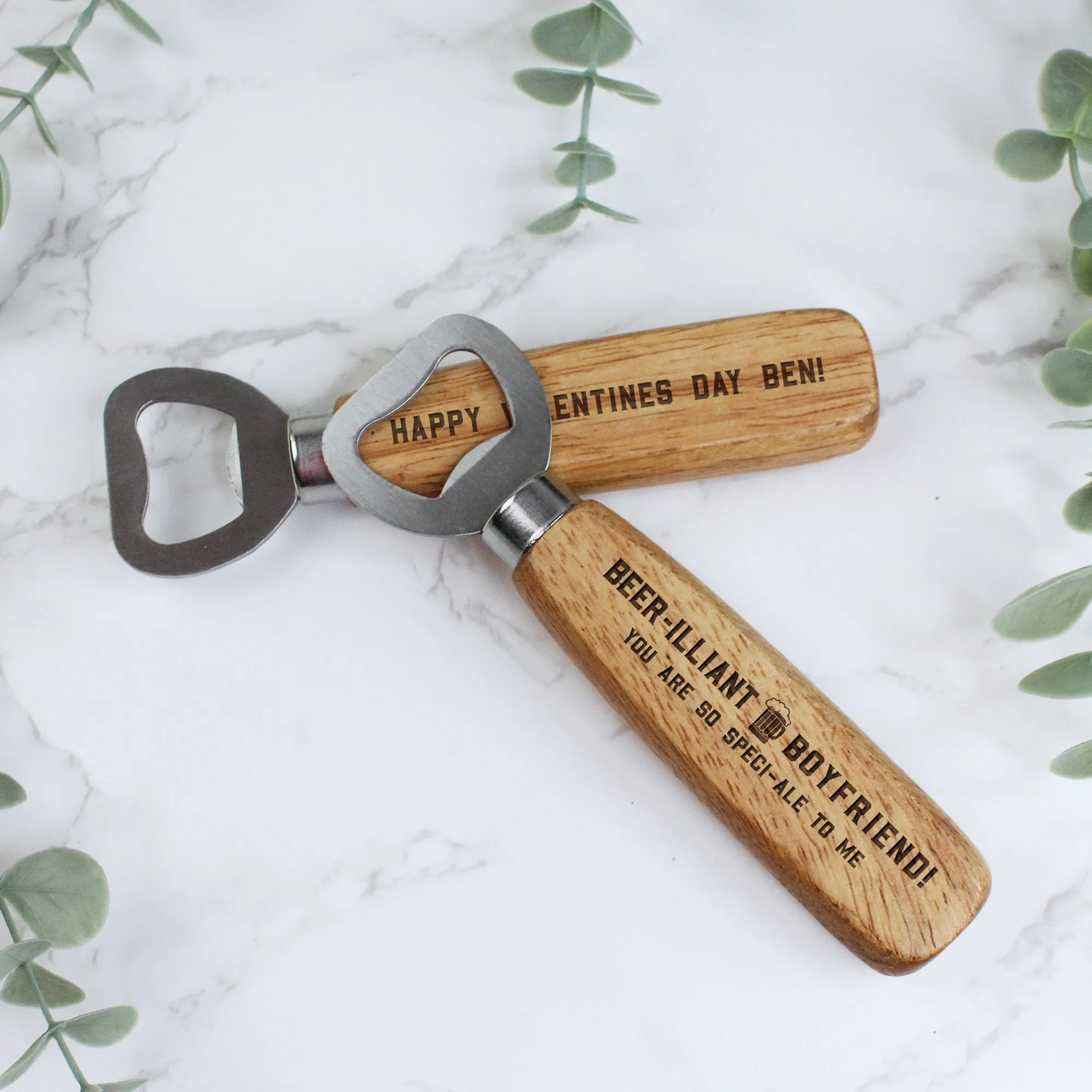 Personalised 'Beer-illiant Boyfriend' Wooden Bottle Opener