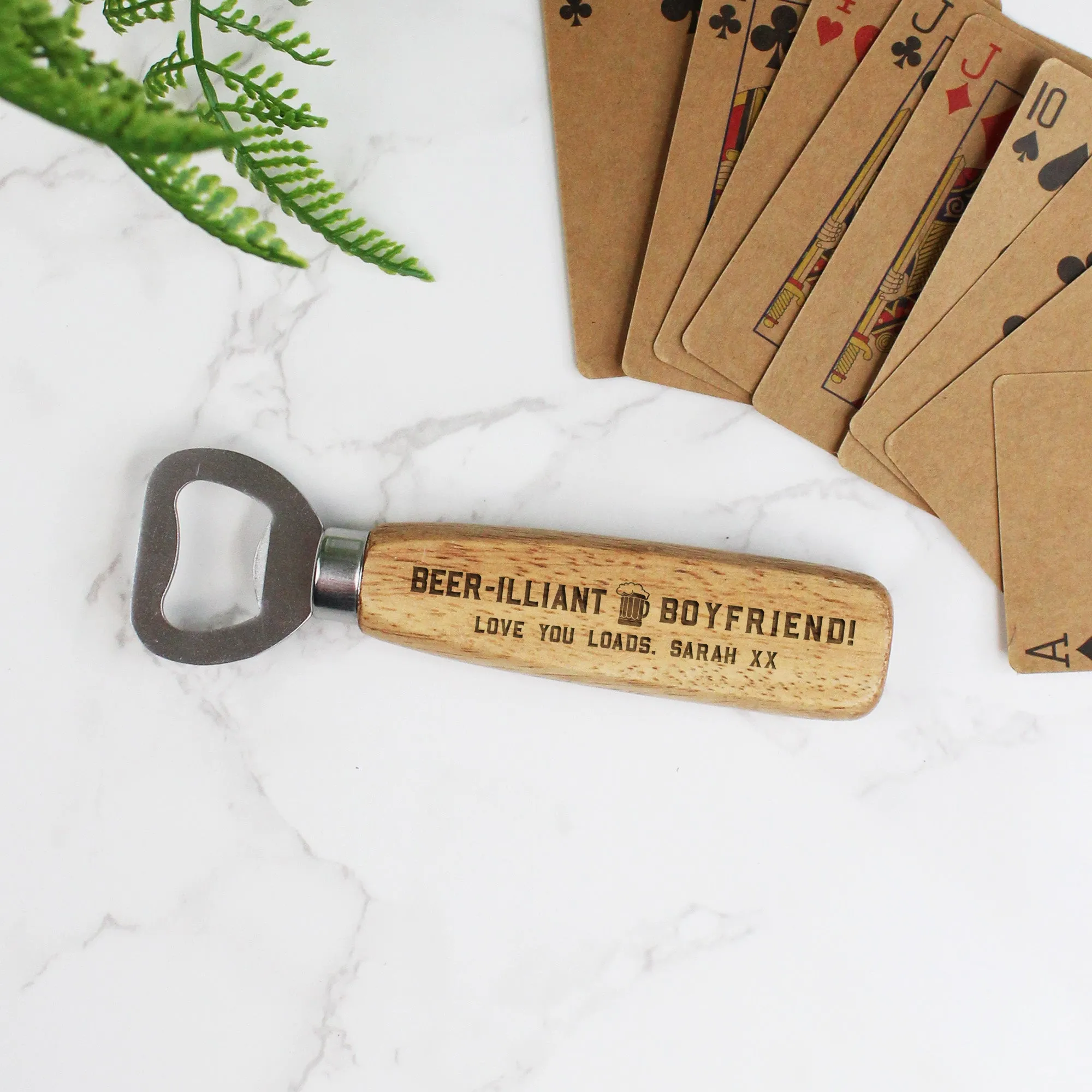 Personalised 'Beer-illiant Boyfriend' Wooden Bottle Opener