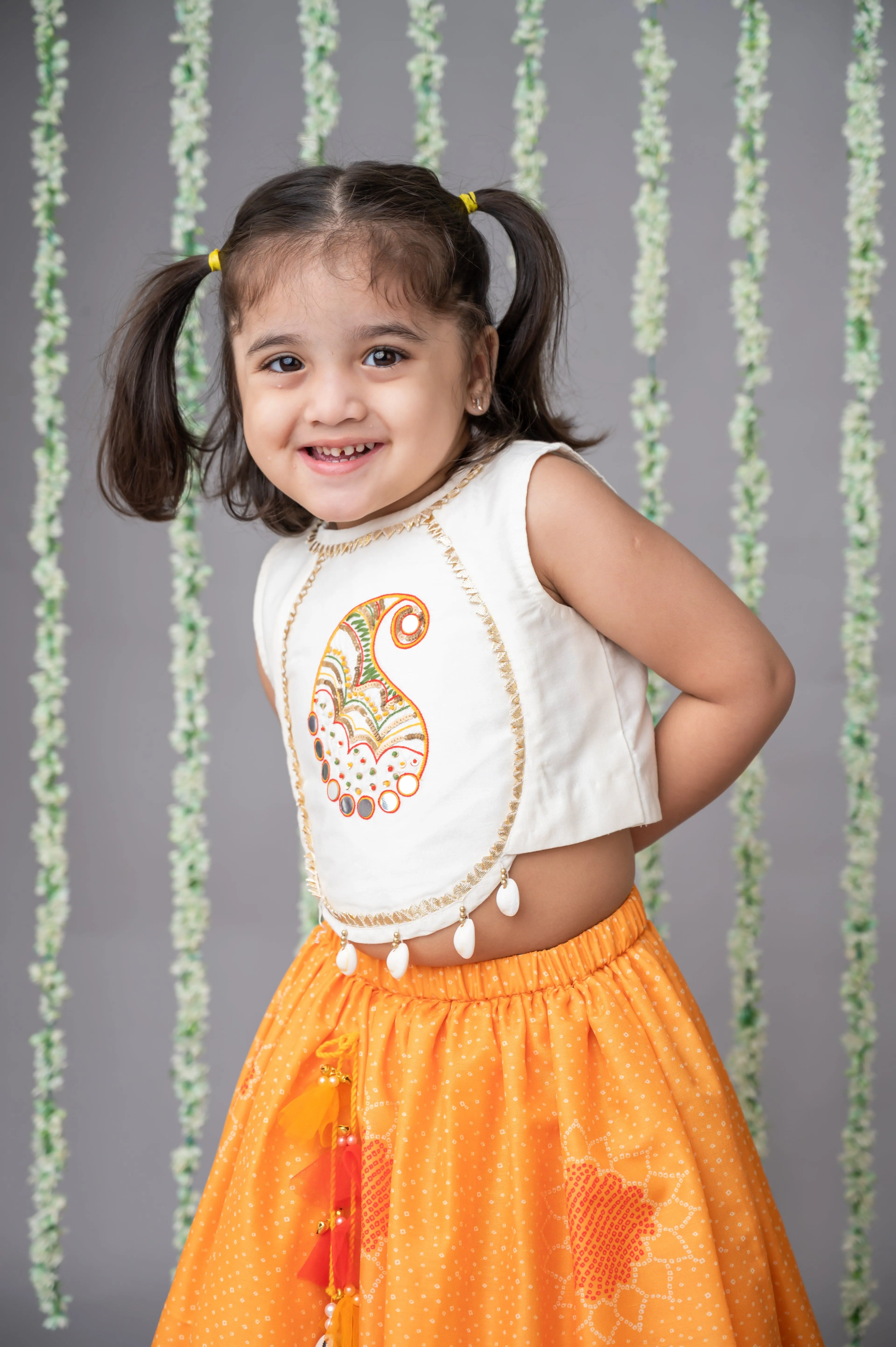 Pre-Order: Hand Embroidered Paisley top with Lehenga