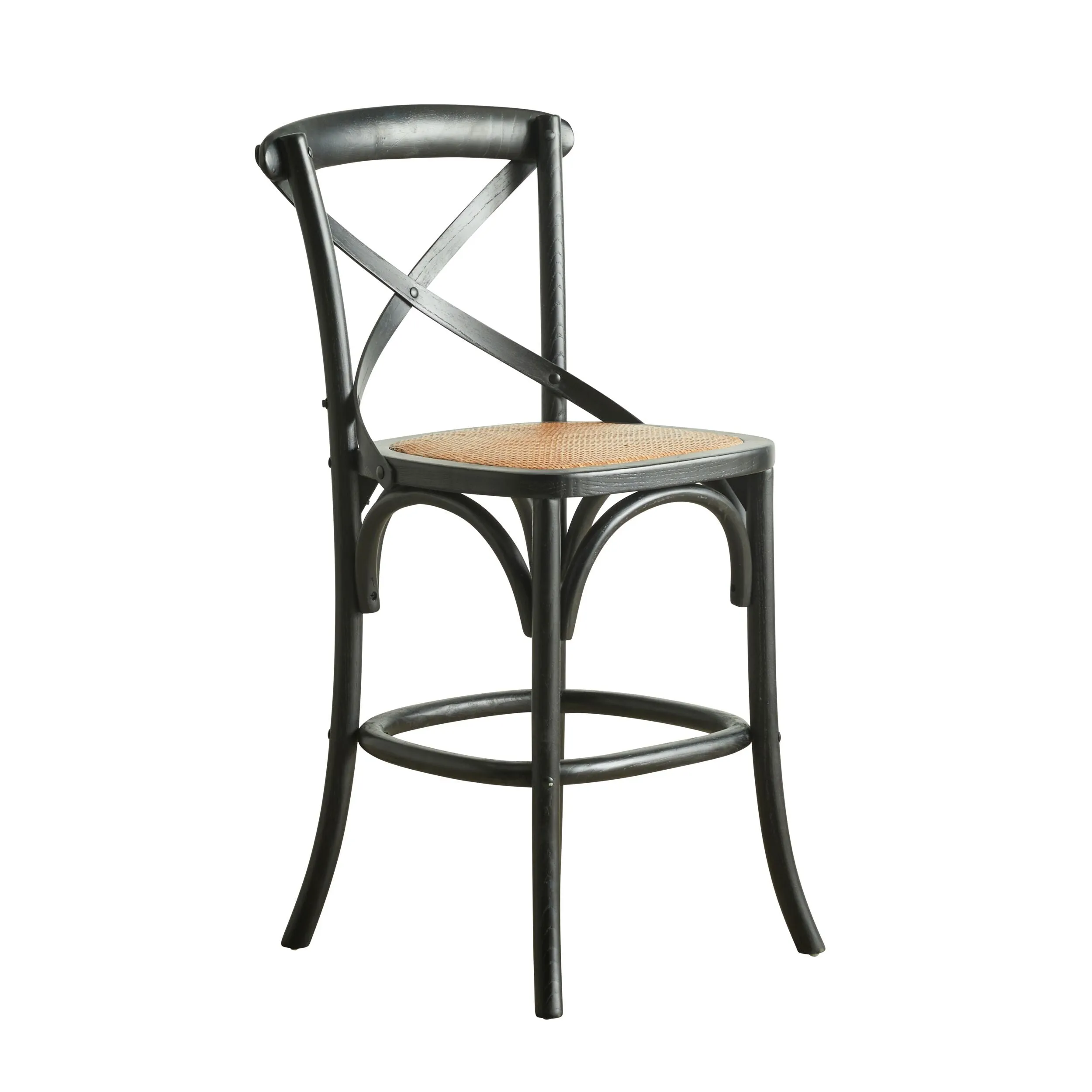 Provincial Cross Back Dining Stool Black