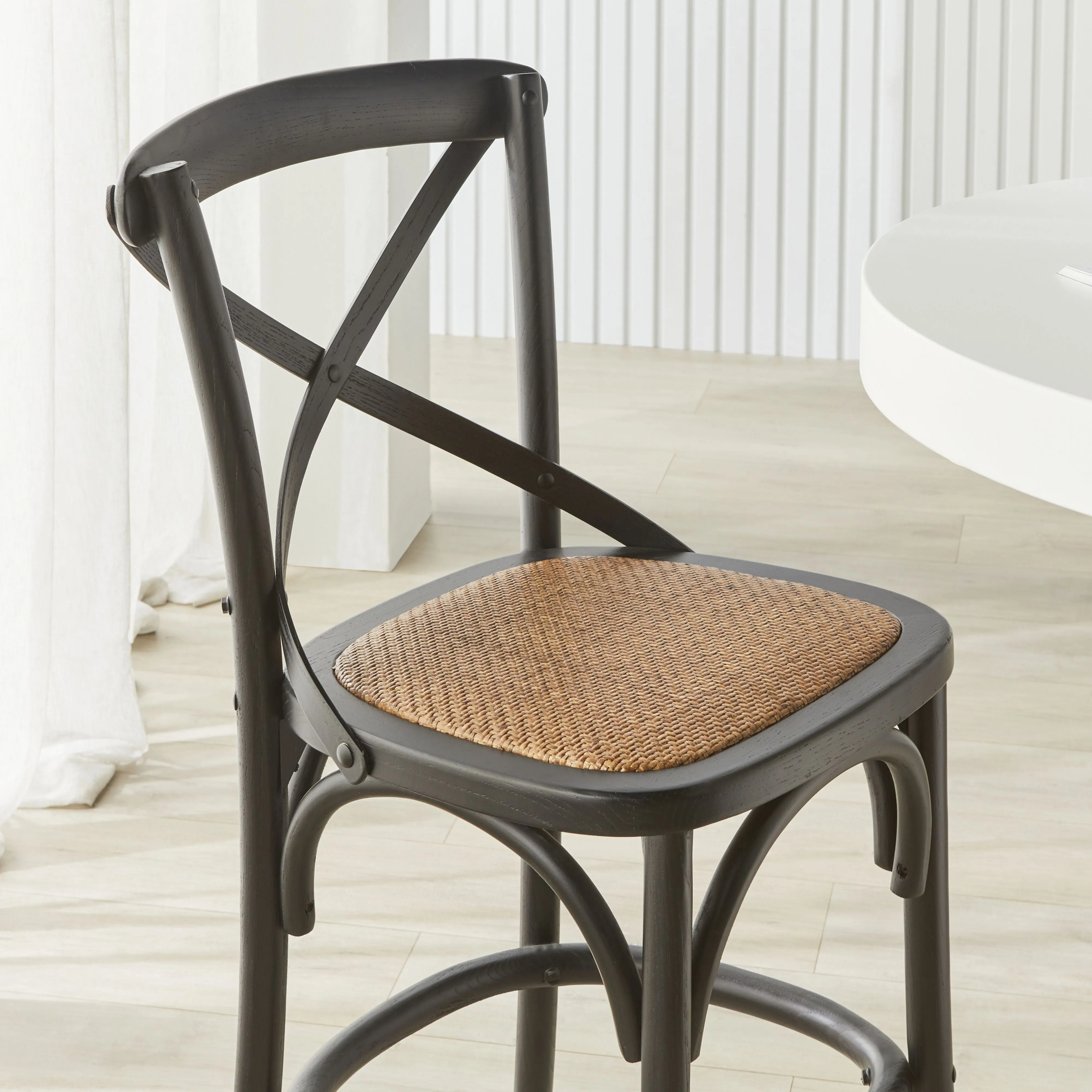 Provincial Cross Back Dining Stool Black