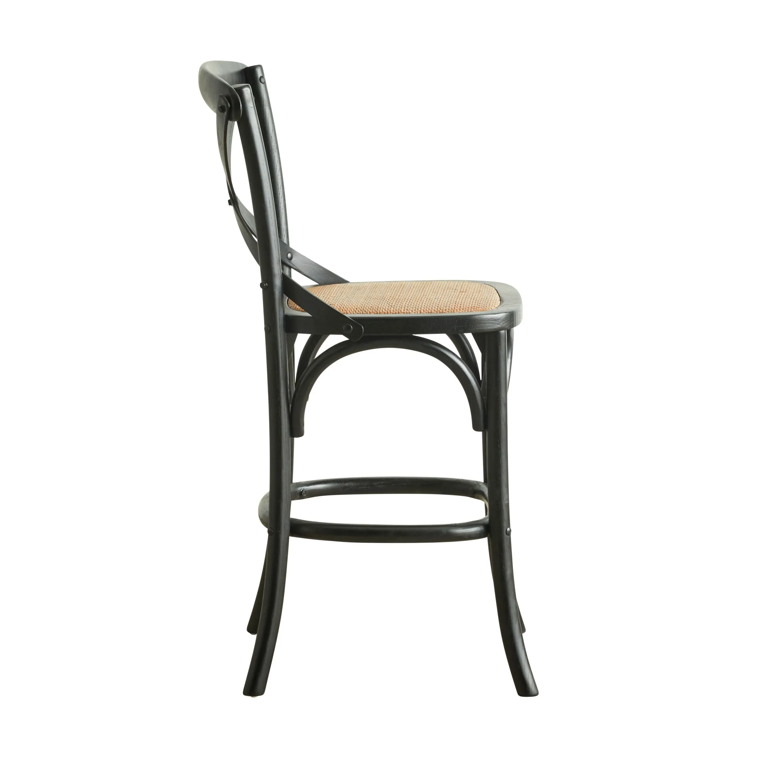 Provincial Cross Back Dining Stool Black