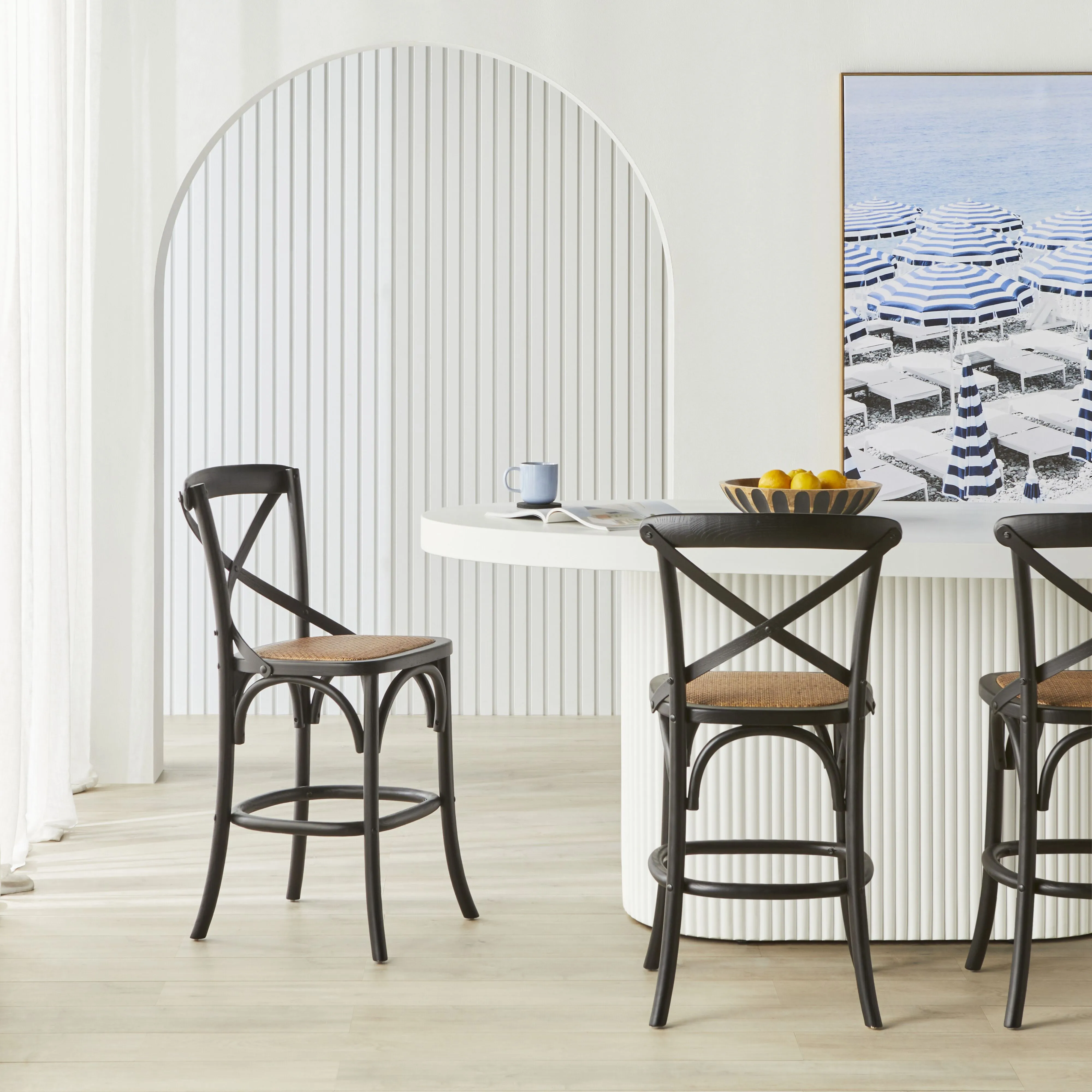 Provincial Cross Back Dining Stool Black