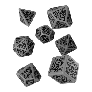 Q-Workshop Celtic Gray Black 7 Piece Dice Set