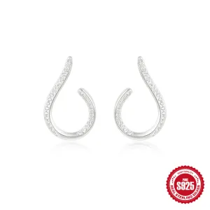 "Wave Design Rhinestone Hoop Earrings"