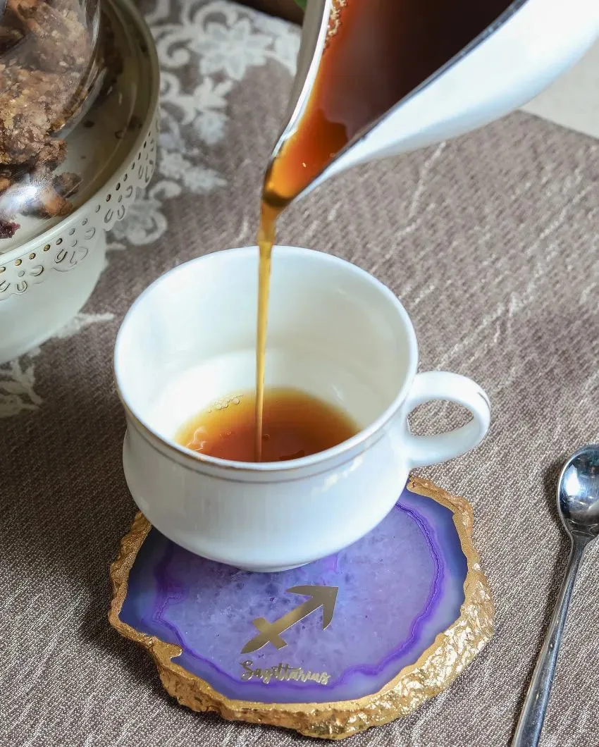 Sagittarius Agate Zodiac Sign Table Coaster | 4 inches