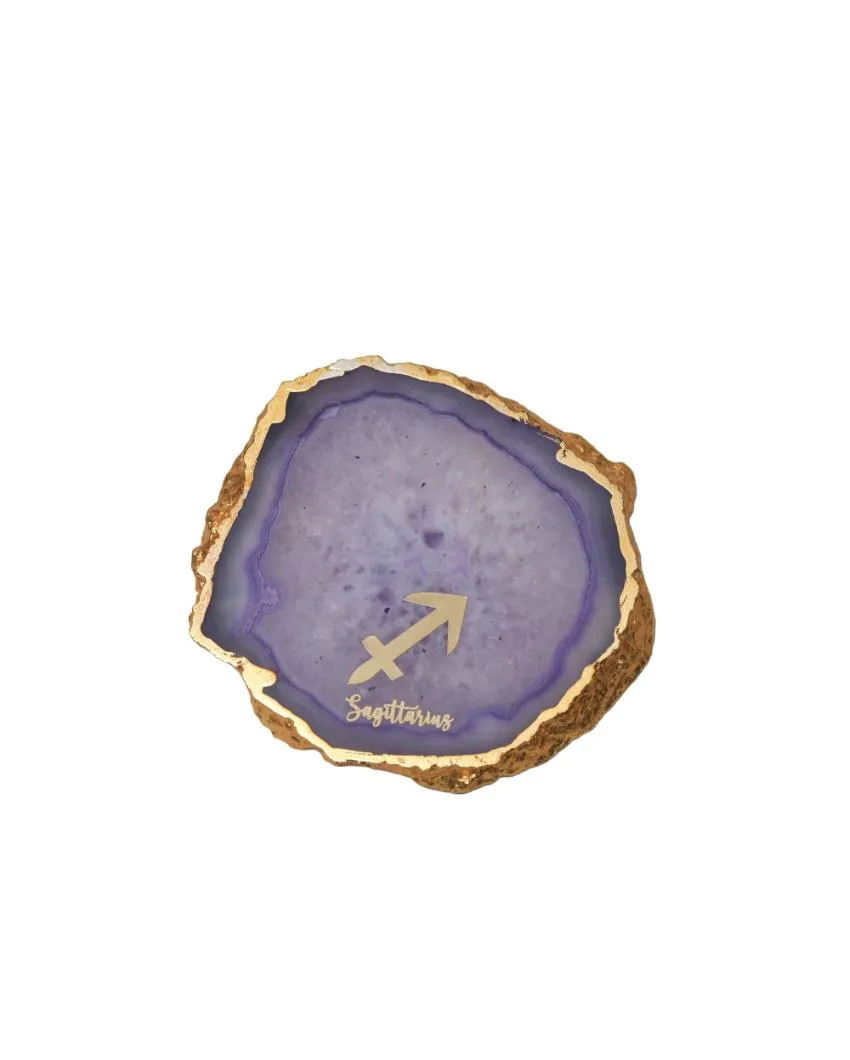 Sagittarius Agate Zodiac Sign Table Coaster | 4 inches