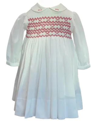 Sarah Louise smocked dress red & white
