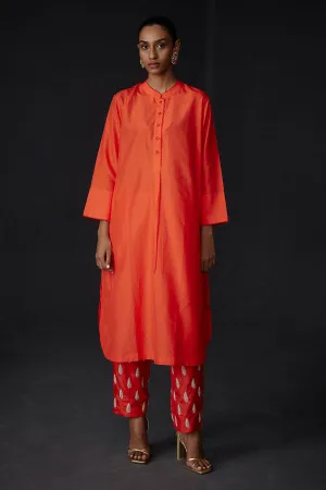 Scarlet Red Kurta & Embroidered Pant Set