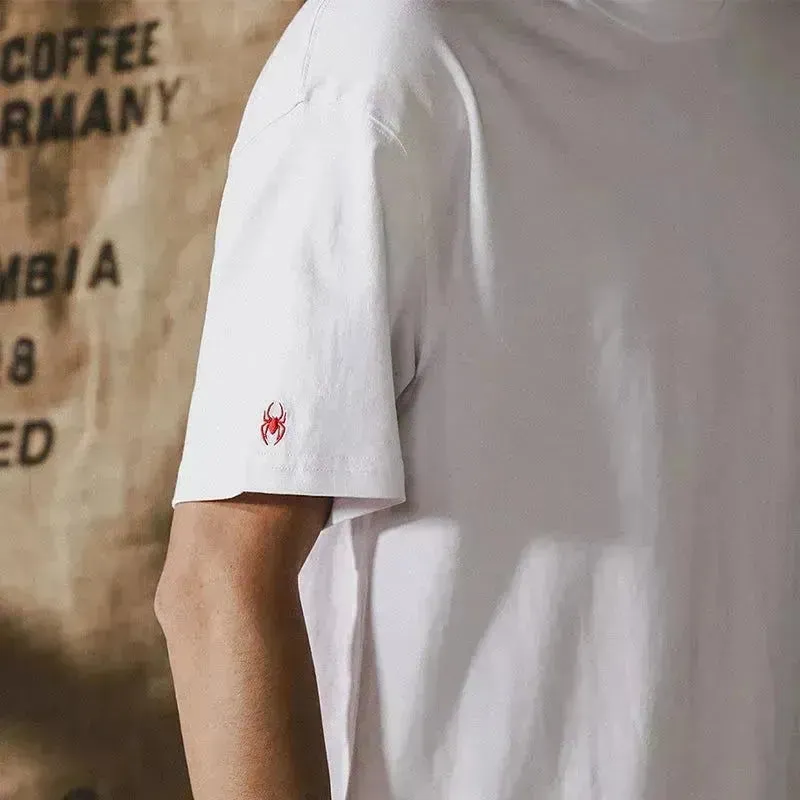 Short Sleeve Embroidered Spider White T-shirt