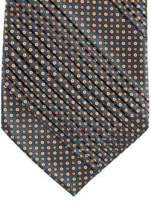 Stefano Ricci Tie Dark Gray Orange Geometric - Pleated Silk SALE