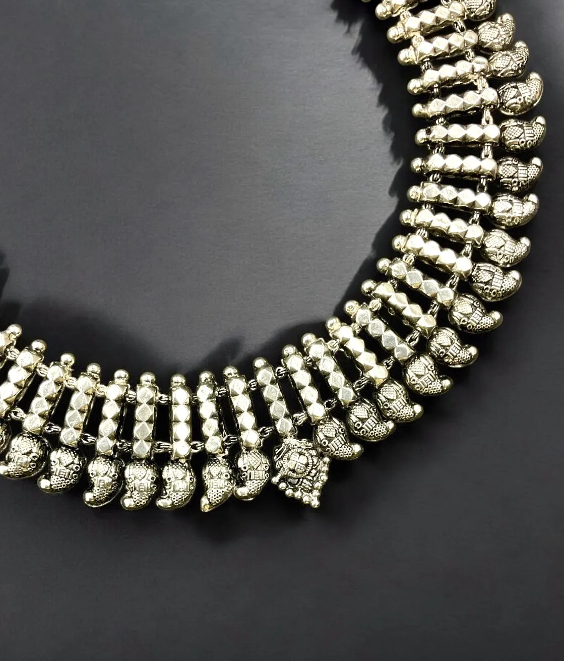 The Dyuti Silver Paisley Necklace