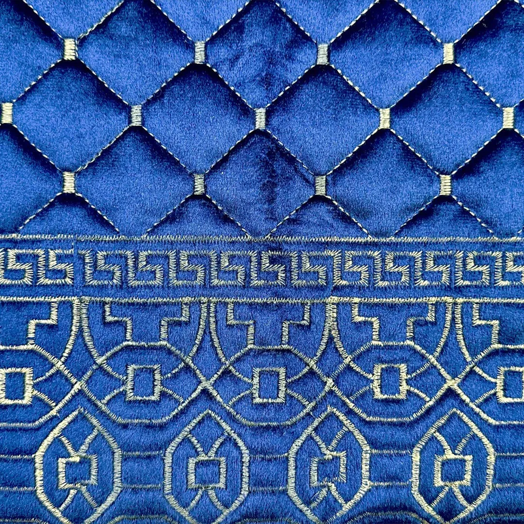 Velvet Heavy Embroidered Bed Spread 4Pcs - Blue