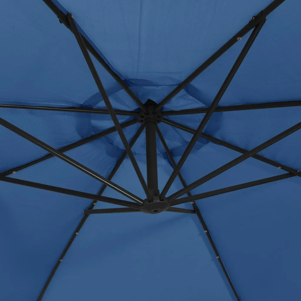 vidaXL Cantilever Garden Parasol with LED Lights Azure Blue 350 cm