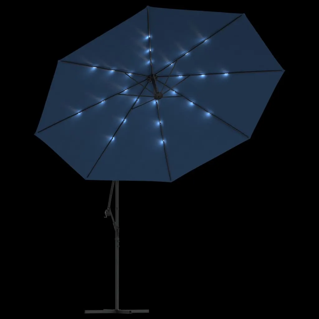 vidaXL Cantilever Garden Parasol with LED Lights Azure Blue 350 cm
