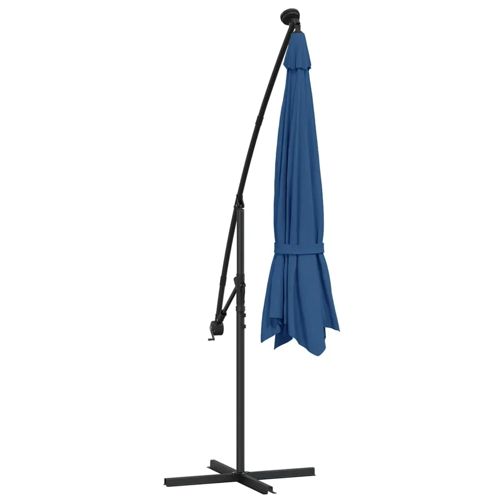 vidaXL Cantilever Garden Parasol with LED Lights Azure Blue 350 cm