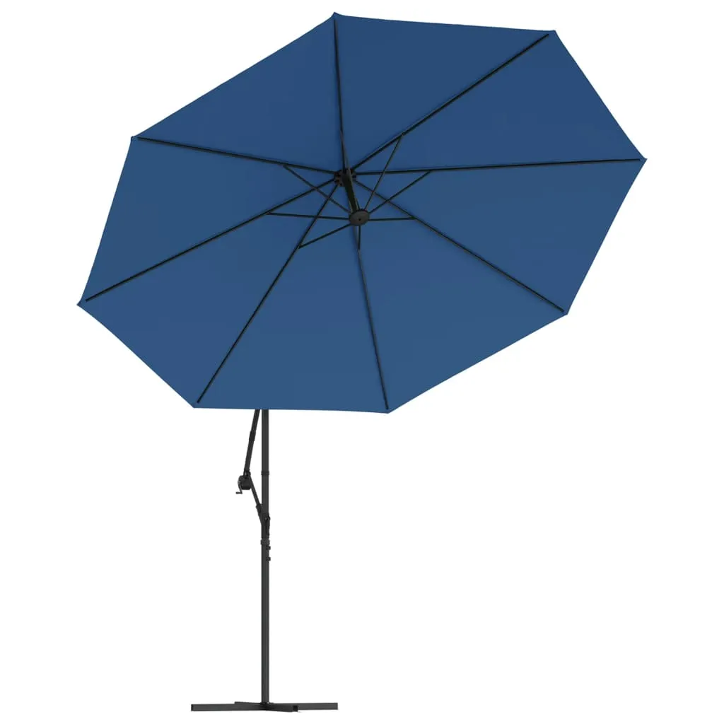 vidaXL Cantilever Garden Parasol with LED Lights Azure Blue 350 cm