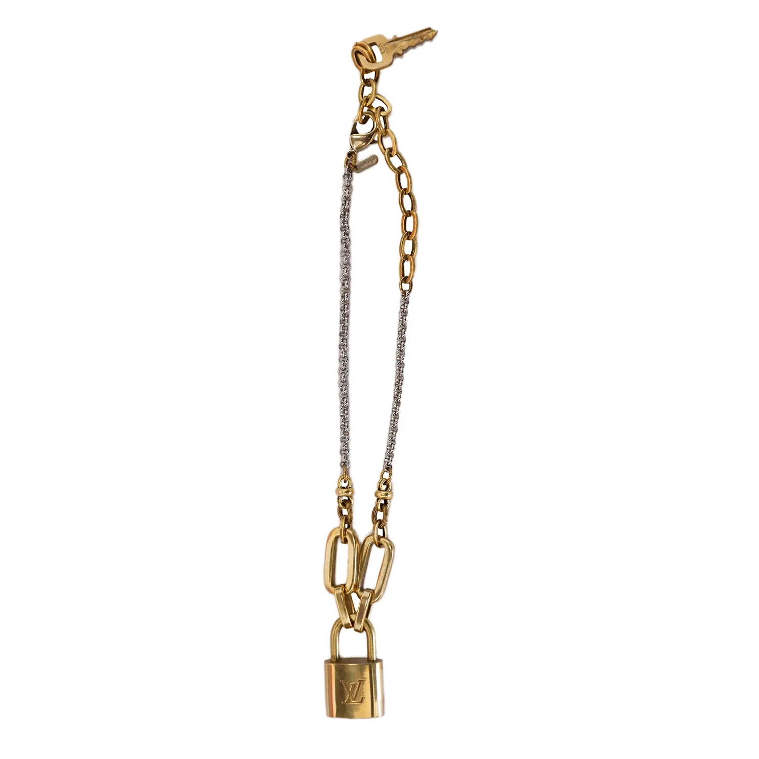 Vintage Louis Vuitton Plated Bold Lock Necklace