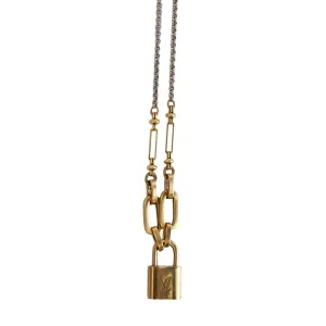 Vintage Louis Vuitton Plated Bold Lock Necklace