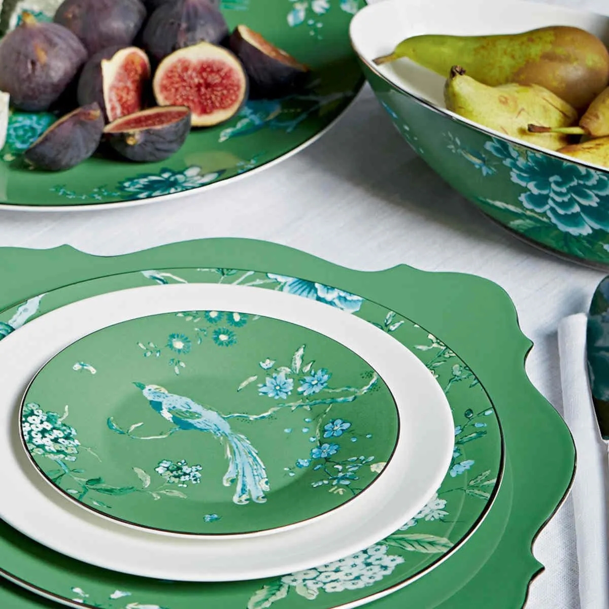 Wedgwood Jasper Conran Chinoiserie Teacup and Saucer Green Set of 2