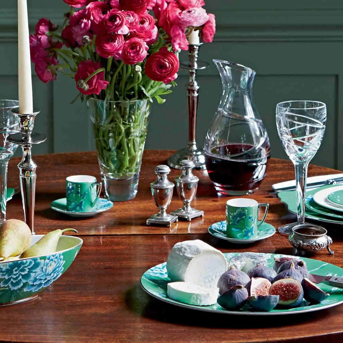 Wedgwood Jasper Conran Chinoiserie Teacup and Saucer Green Set of 2