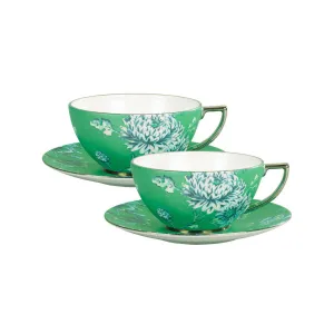 Wedgwood Jasper Conran Chinoiserie Teacup and Saucer Green Set of 2