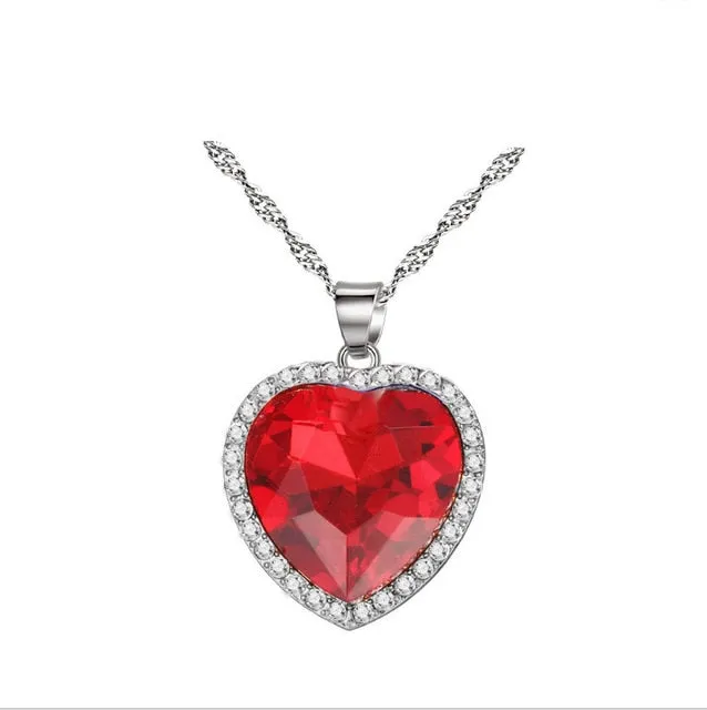 Women Titanic Heart of the Ocean Necklace Blue Chain Pendant